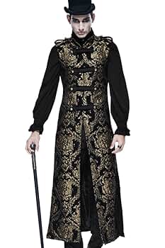 スチームパンク衣装 長コート　人工皮革黒 Amazon.co.jp: [Exsaupy] コート メンズ スチーム パンク 風